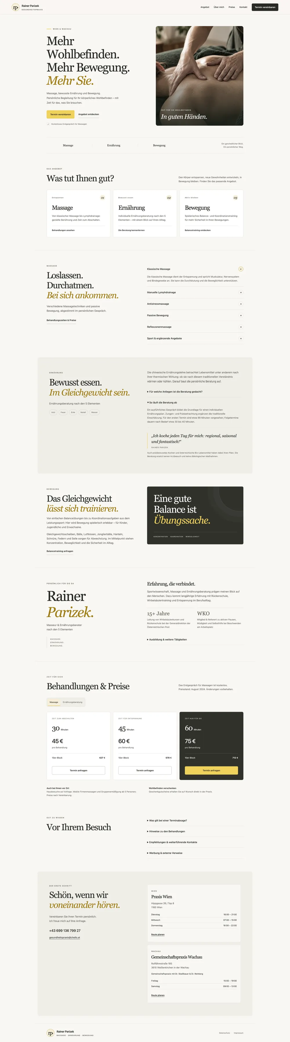 Vollständige Website-Vorschau: Rainer Parizek