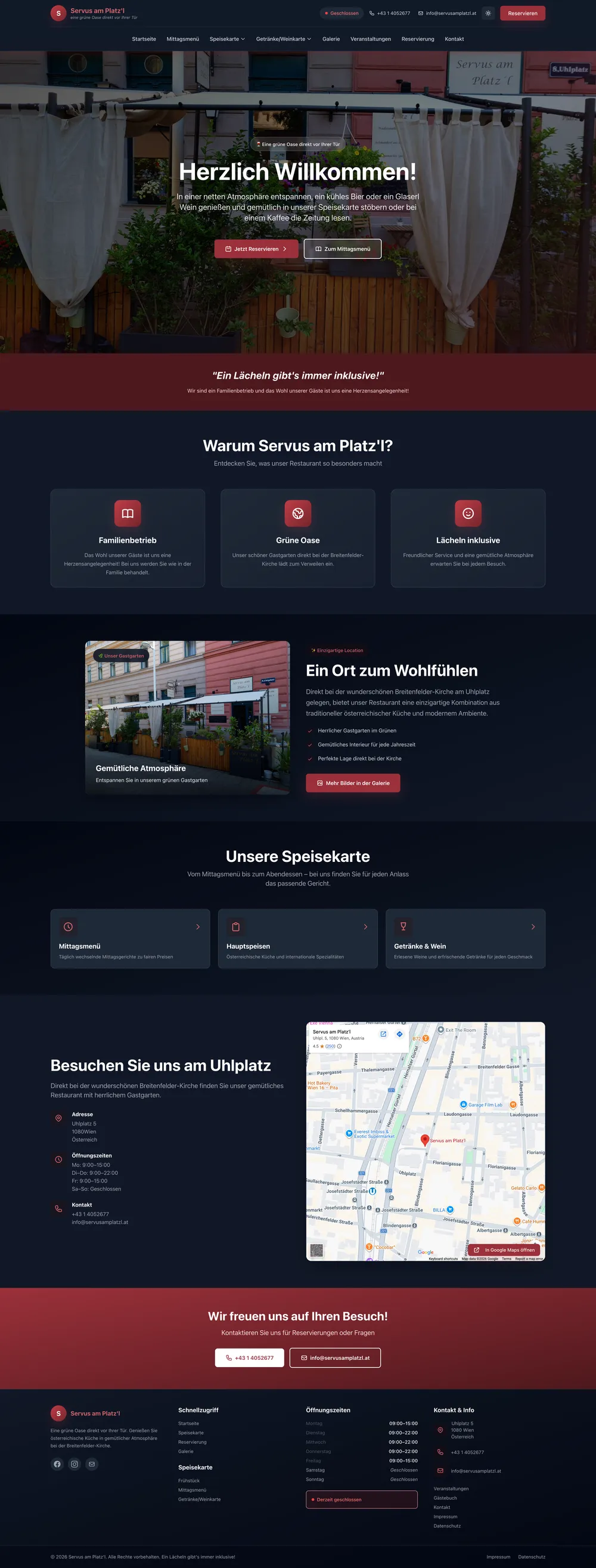 Vollständige Website-Vorschau: Servus am Platz’l